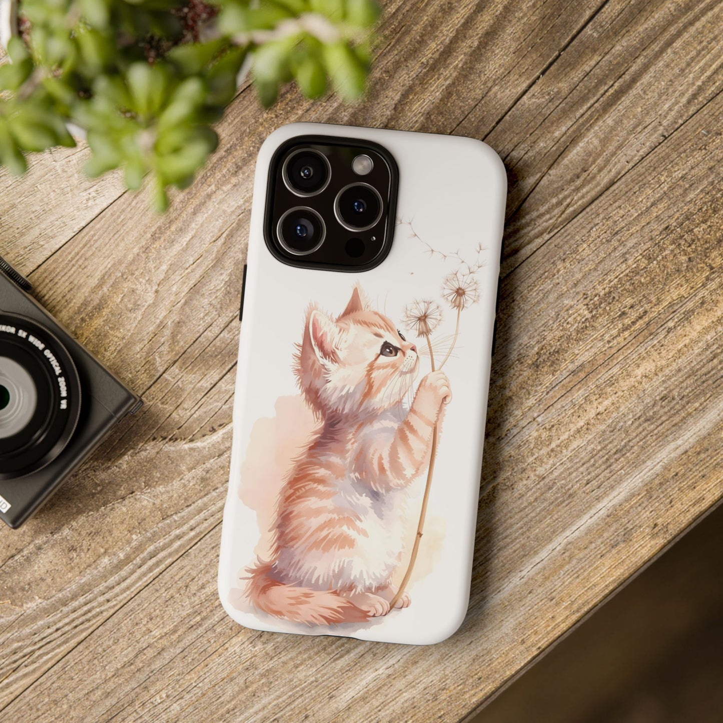 Poetic Kitten with Dandelion Tough Protective iPhone Case