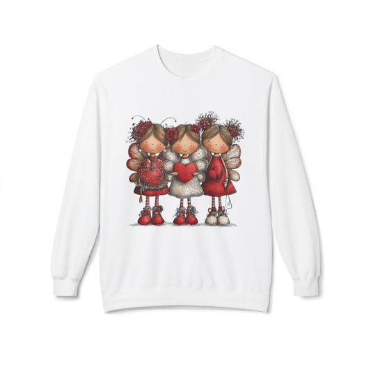 Angels of the Heart Cute Valentine Sweatshirt Cozy Love Illustration