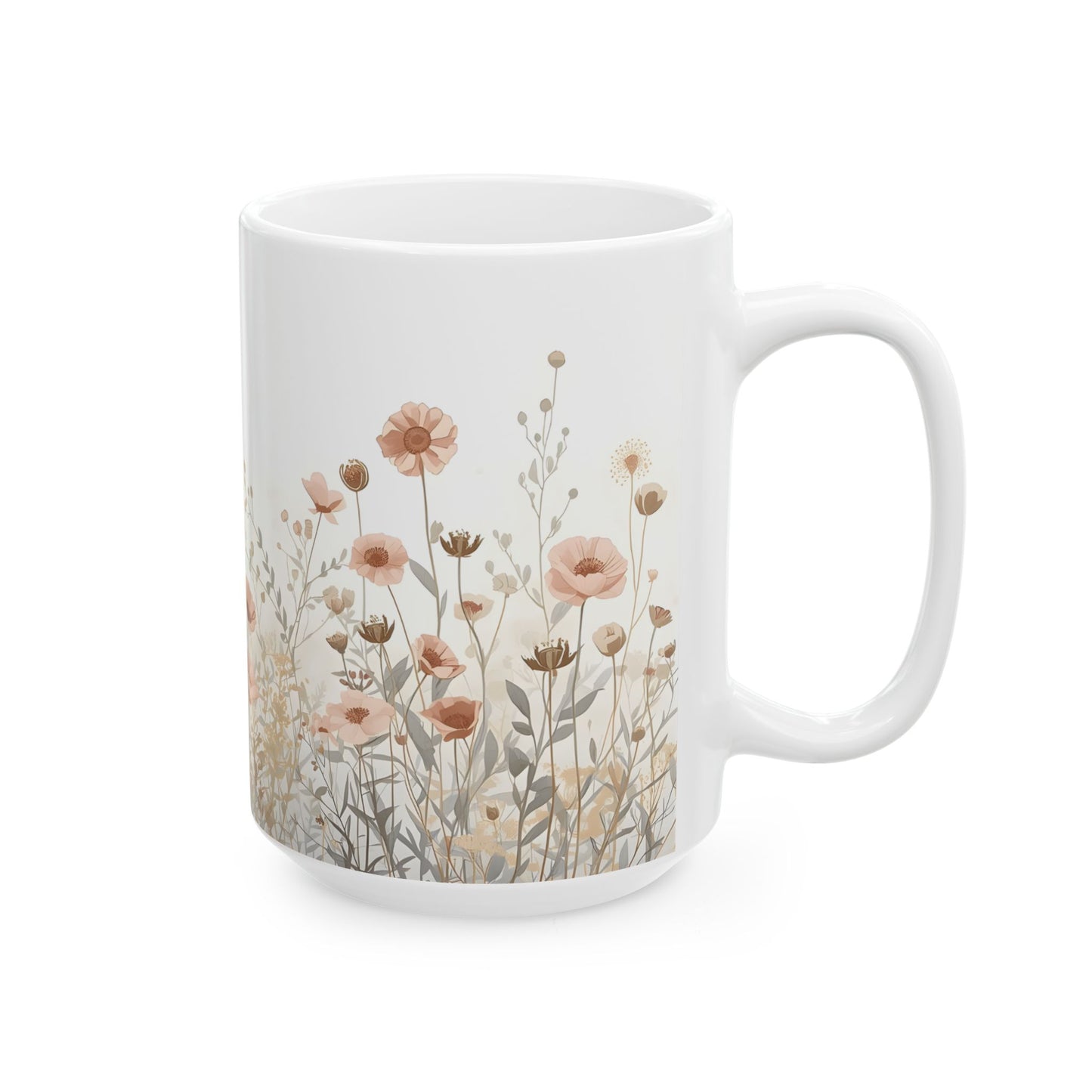Quiet Botanicals Wildflower Ceramic Mug Coffee Cup (11oz, 15oz)