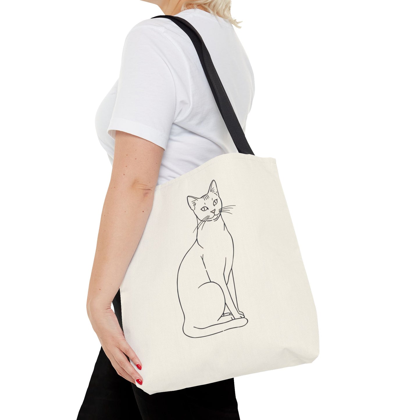 Minimalist Cat Line Art Modern Simplicity Cotton Canvas Tote Bag