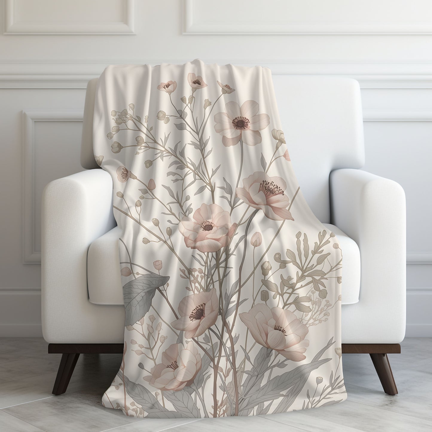 Soft Meadow Floral Velveteen Throw Blanket