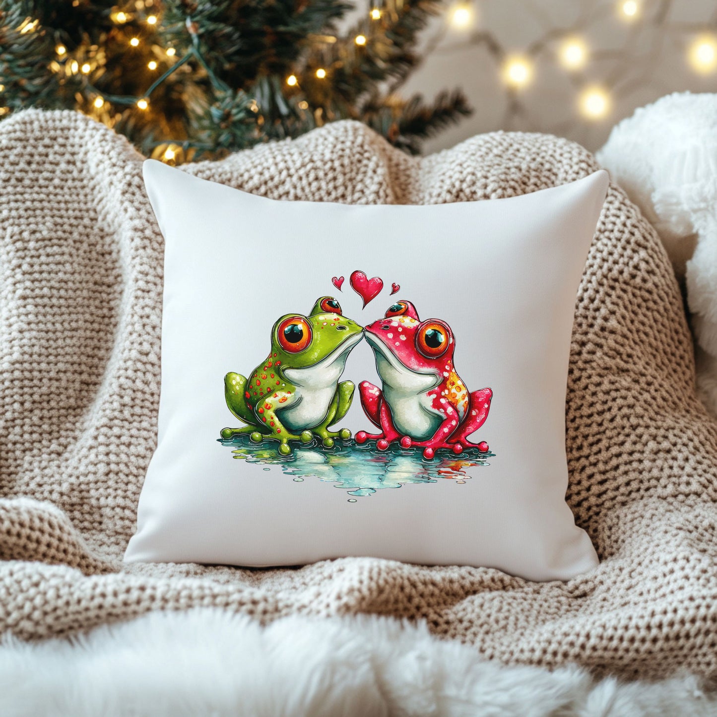 Toadally in Love Frog Romance Valentine Pillow – Cute Animal Illustration Gift