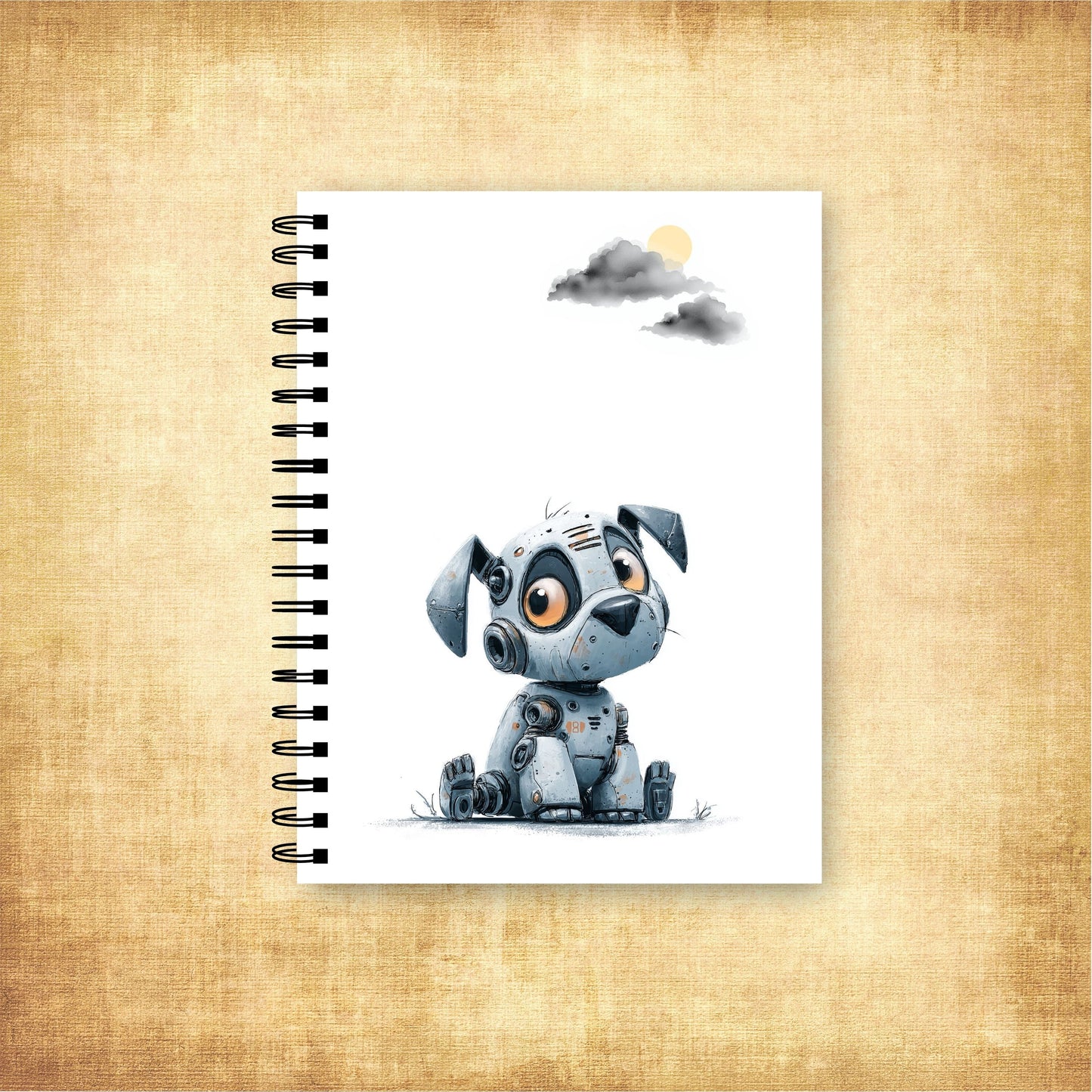 Gentle Robo Puppy Spiral Notebook Ruled Lined Journal for Notes & Planning