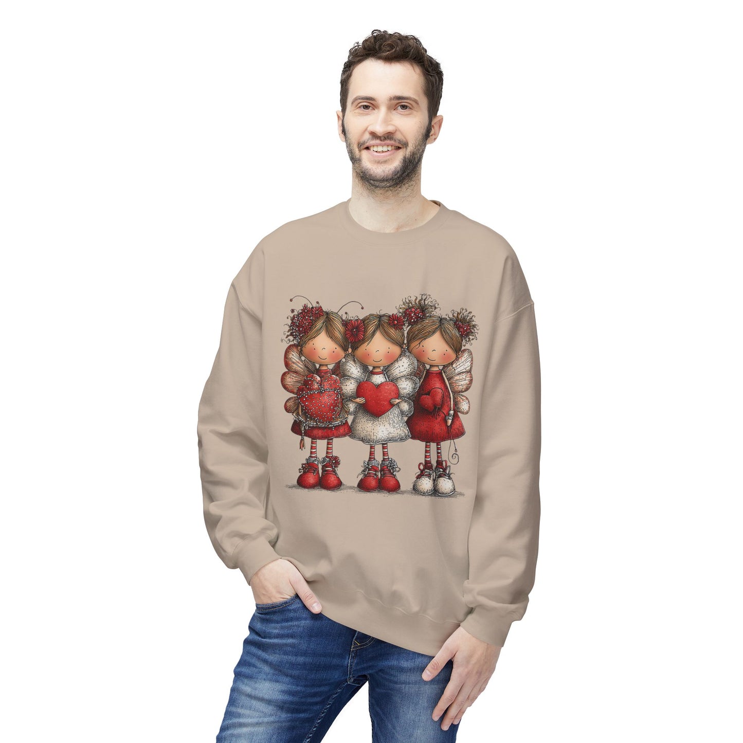Angels of the Heart - Cute Valentine Sweatshirt Cozy Love Illustration
