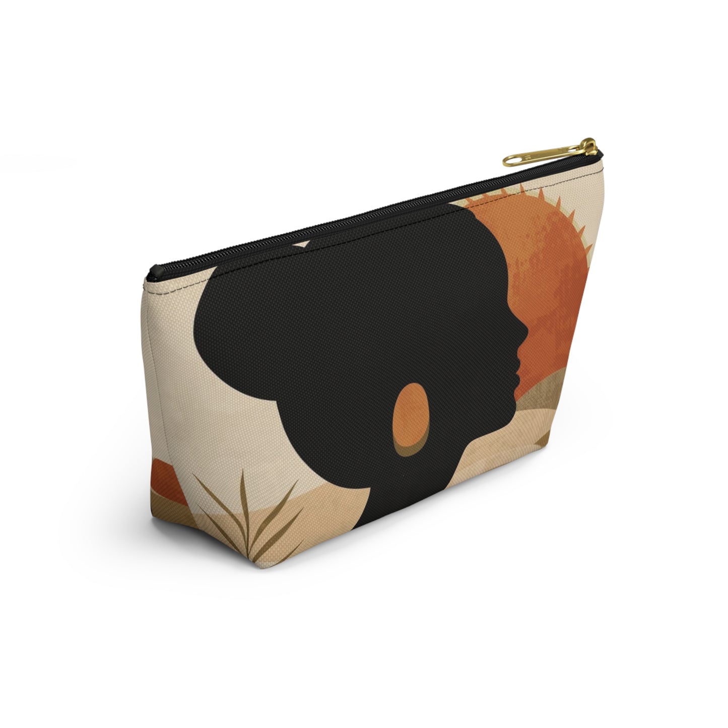 Golden Horizon Abstract Silhouette Makeup Bag | Cosmetic Pouch