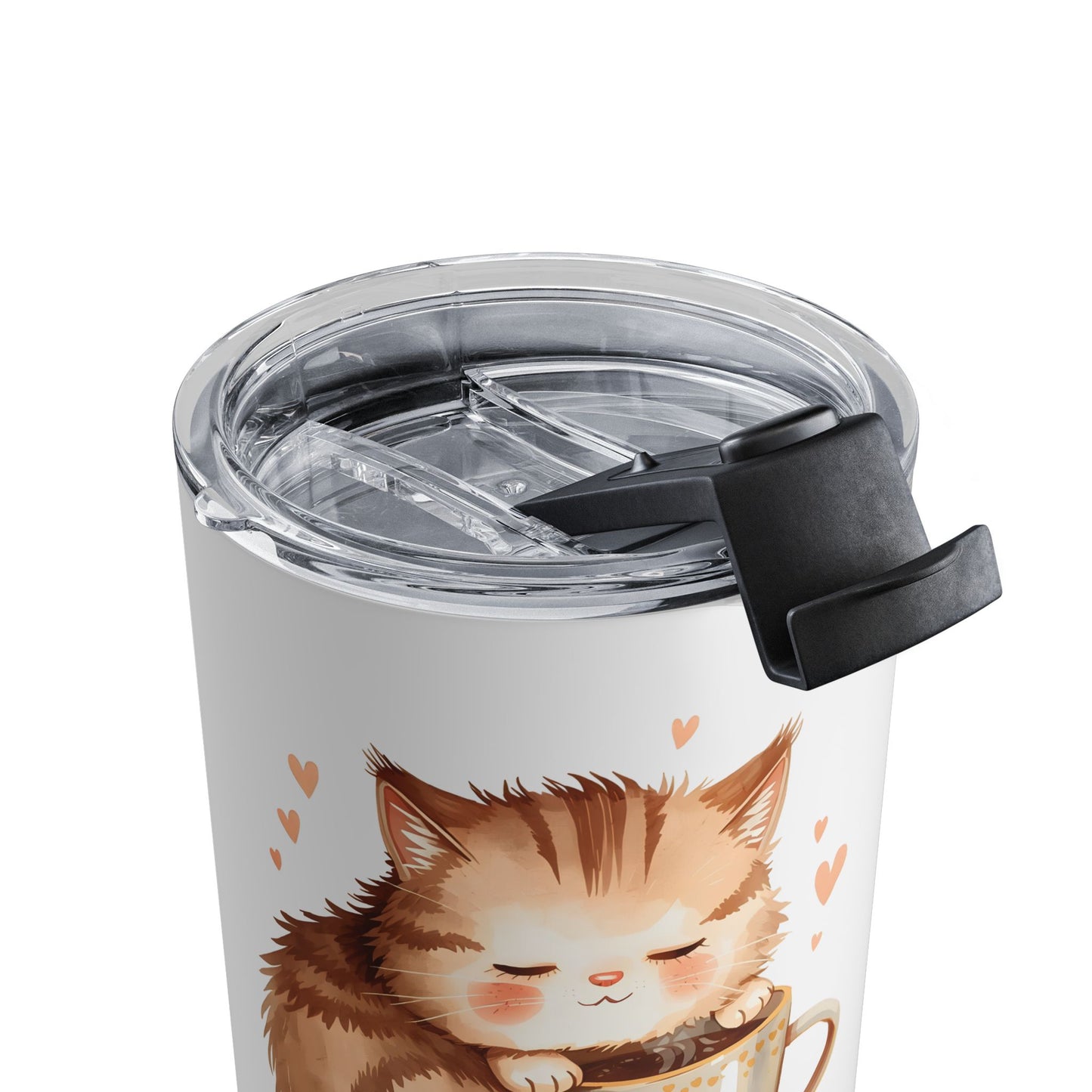 Sleepy Cat Cozy Tumbler 10oz Insulated Cute Cat Coffee Travel Mug