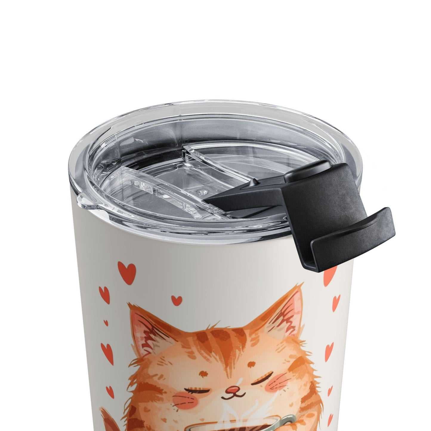 Romantic Cat Coffee Tumbler - Valentine’s Gift for Cat Lovers - 10oz Insulated Travel Mug