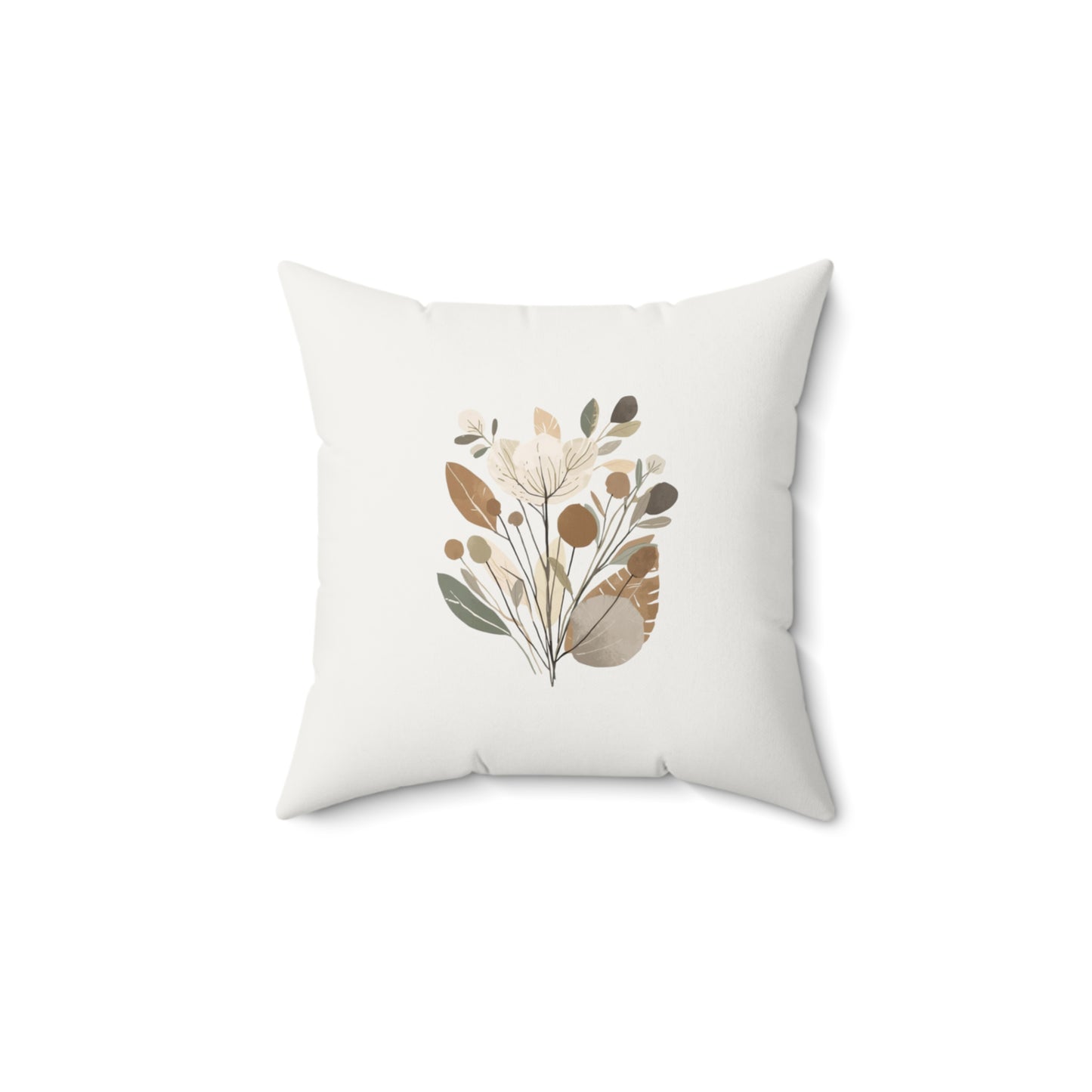 Minimalist Botanical Throw Pillow - Quiet Botanicals No. 7 — Neutral Watercolor Wildflowers Square Throw Pillow