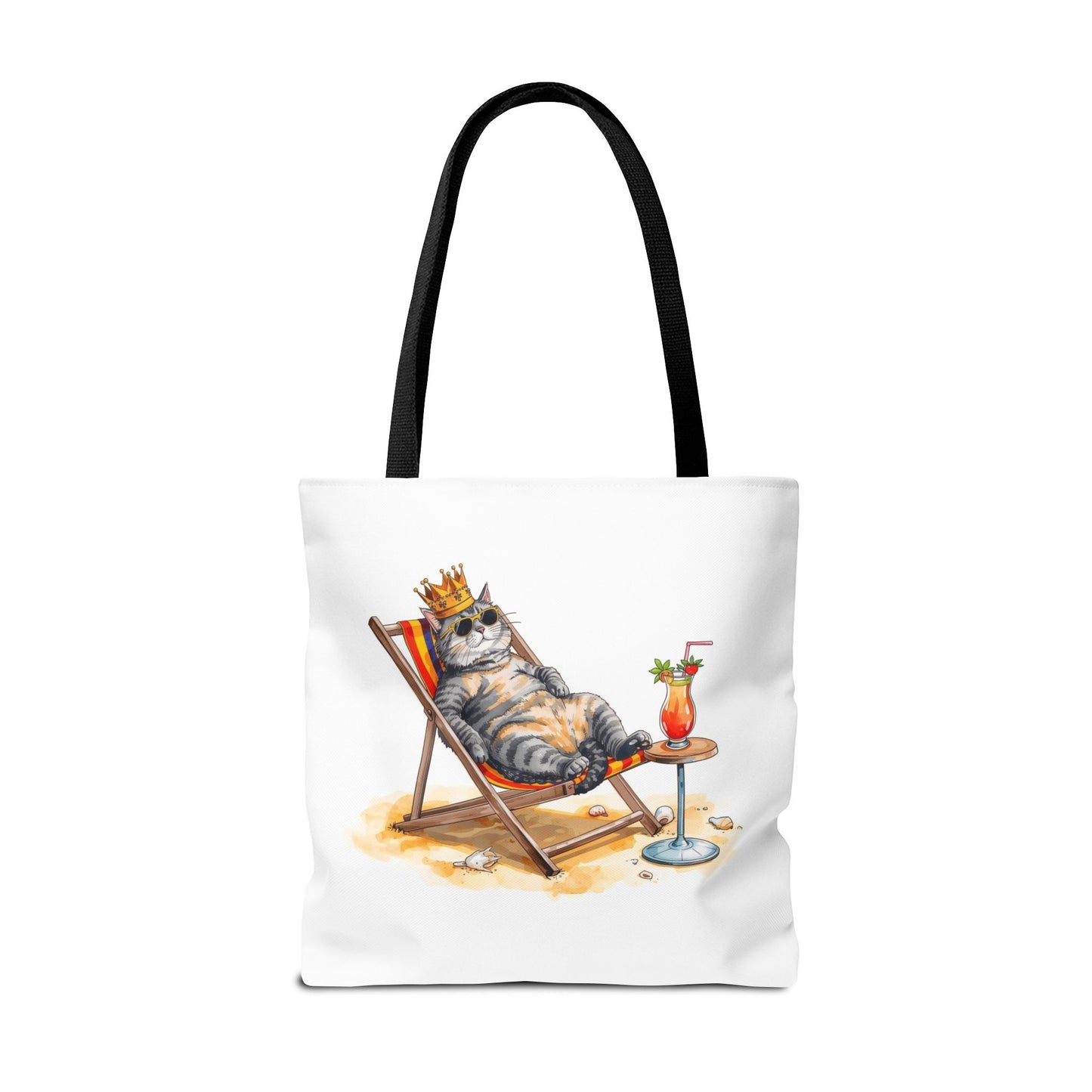 Living the Good Life Cat Playful Animal Illustration Cotton Canvas Tote Bag
