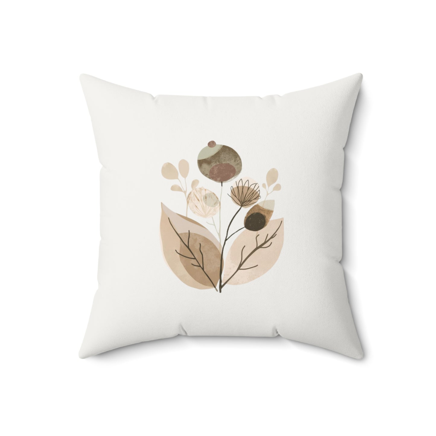 Minimalist Botanical Throw Pillow - Quiet Botanicals No. 12 — Neutral Watercolor Wildflowers Square Throw Pillow