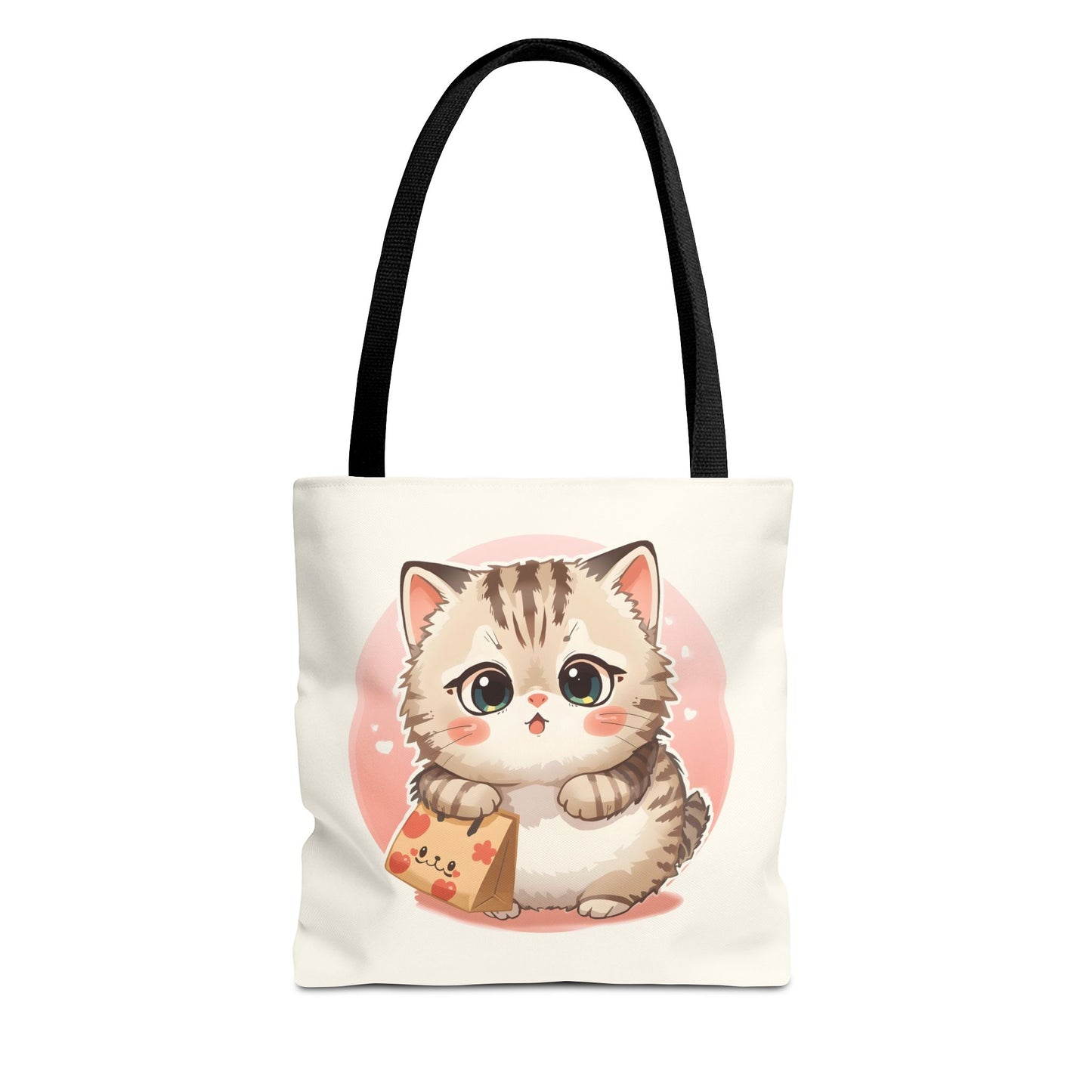 Cute Kitten Shopping Adorable Cat Illustration Cotton Canvas Tote Bag