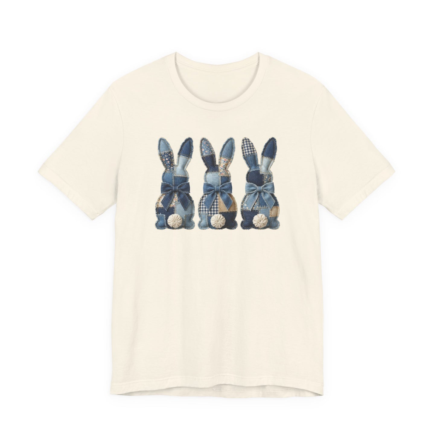 Denim Patch Easter Bunny Trio Rustic Spring Design T-shirt
