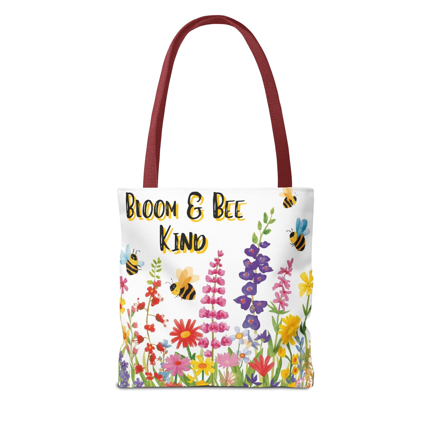 Bloom & Bee Kind Floral Bee Illustration Cotton Canvas Tote Bag