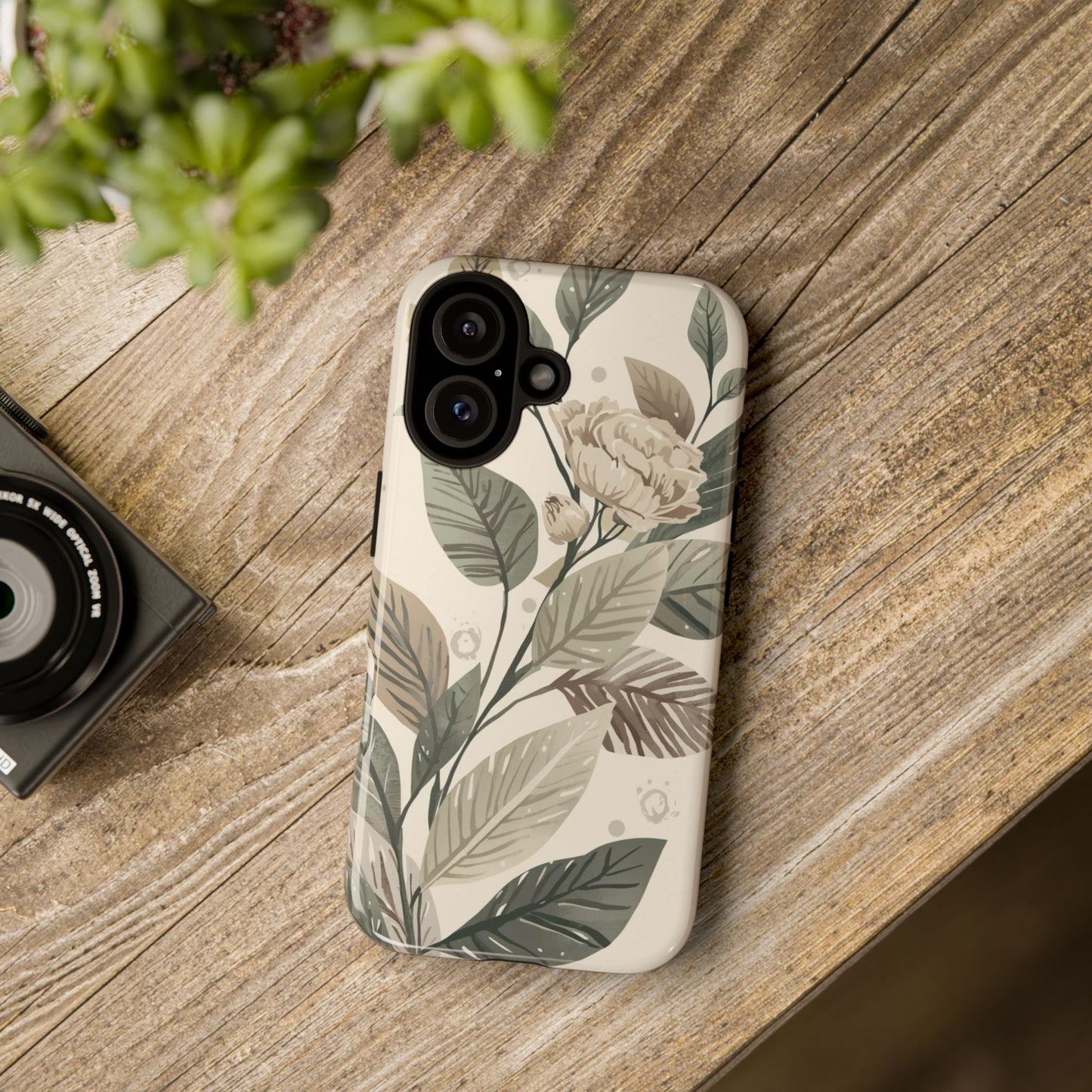 Muted Botanical Leaves Tough Protective iPhone Case