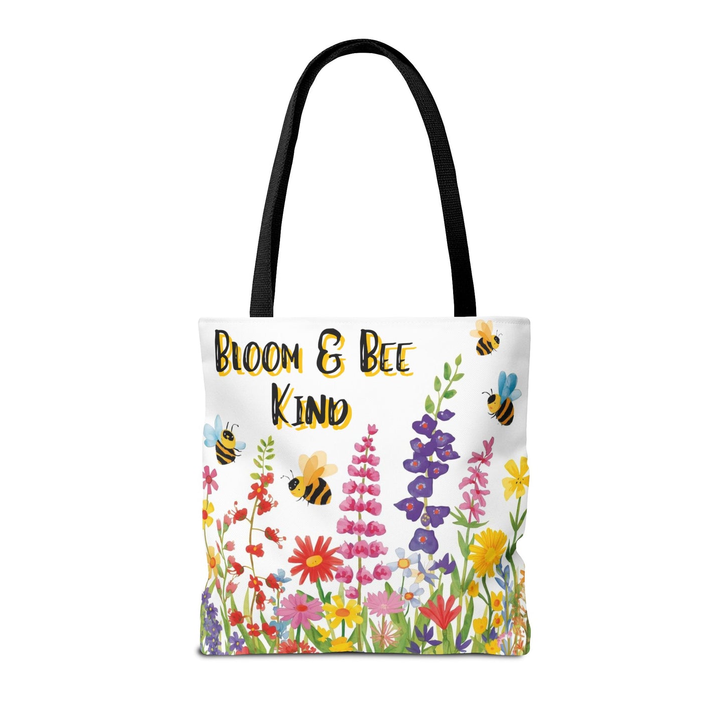 Bloom & Bee Kind Floral Bee Illustration Cotton Canvas Tote Bag