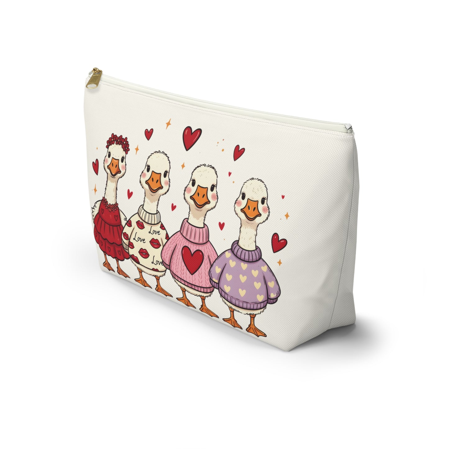 Love Is in the Flock Goose Valentine Makeup Bag Cosmetic Pouch