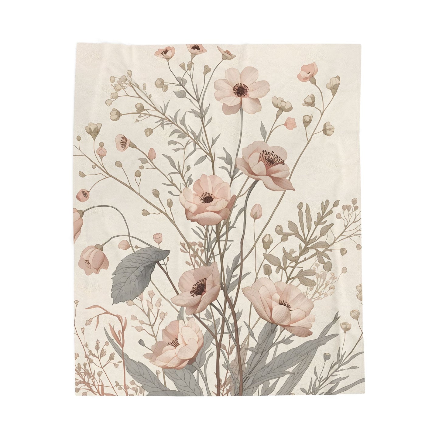 Soft Meadow Floral Velveteen Throw Blanket