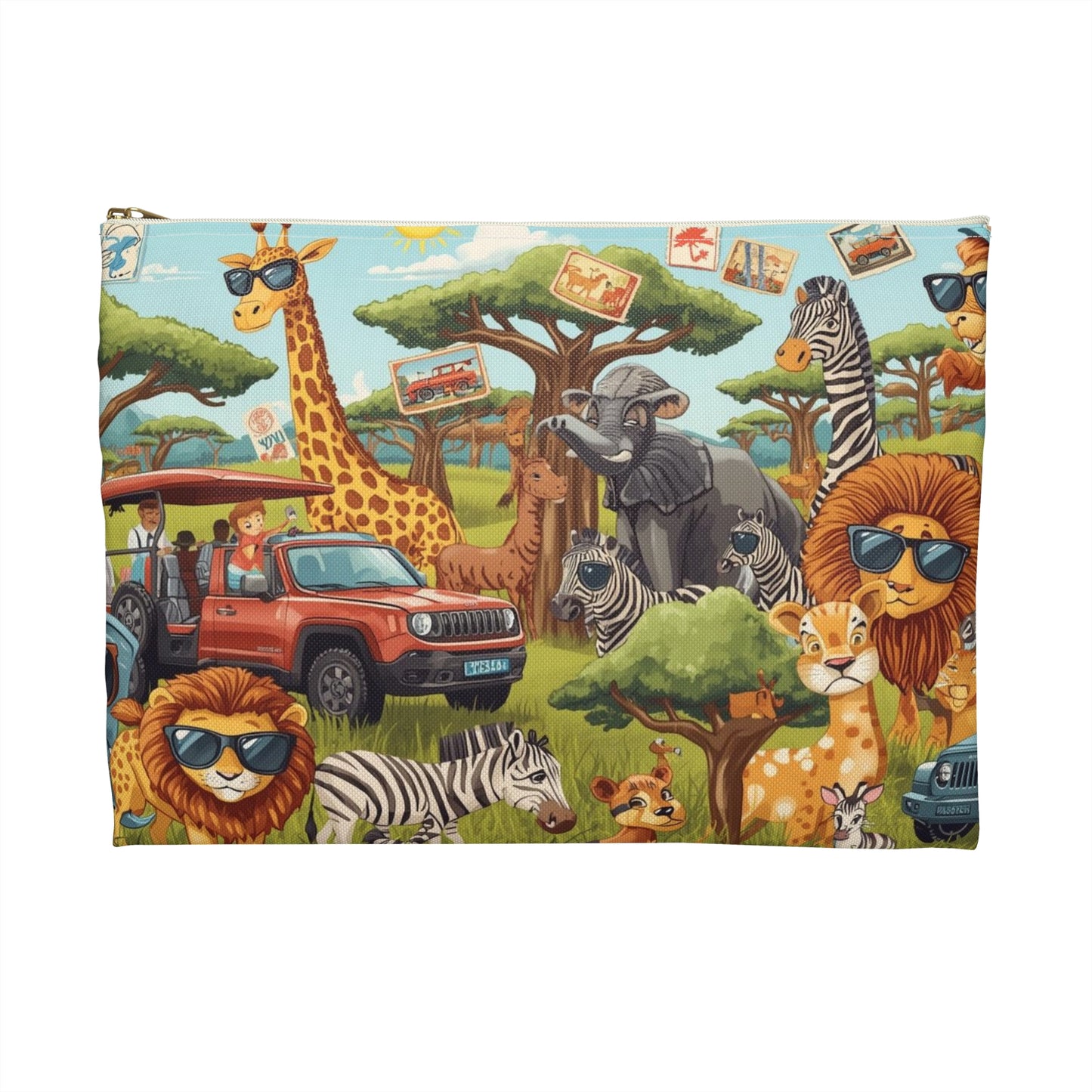 Safari Adventure Cartoon Wildlife Travel & Passport Pouch