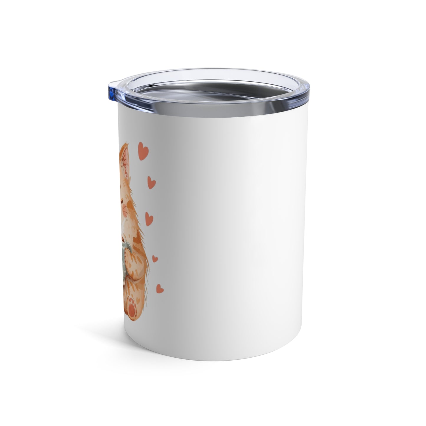 Romantic Cat Coffee Tumbler - Valentine’s Gift for Cat Lovers - 10oz Insulated Travel Mug