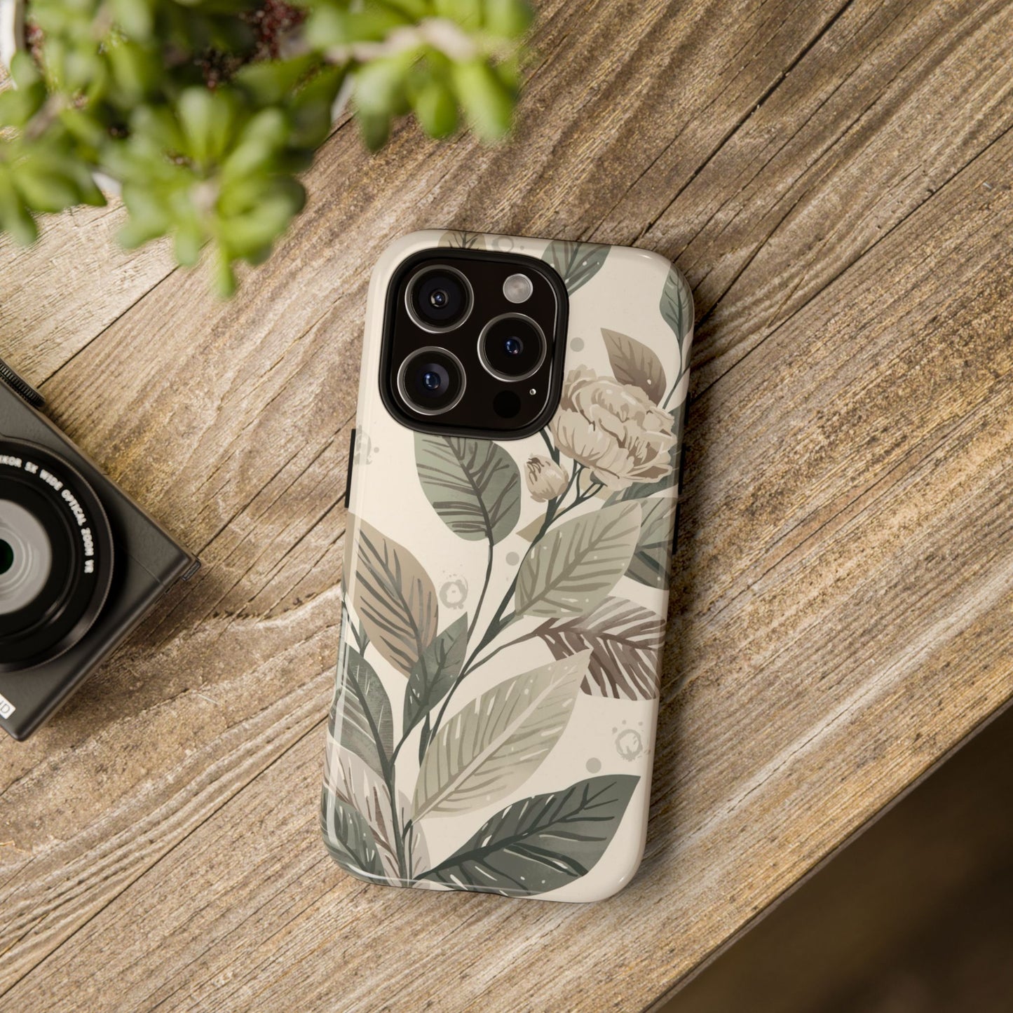 Muted Botanical Leaves Tough Protective iPhone Case