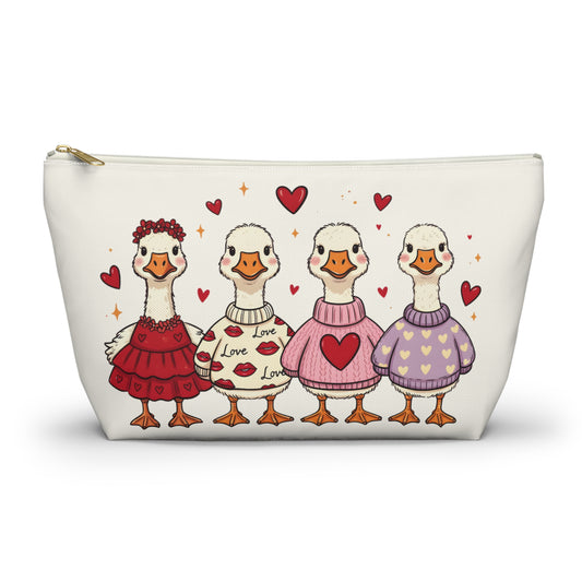 Love Is in the Flock Goose Valentine Makeup Bag Cosmetic Pouch