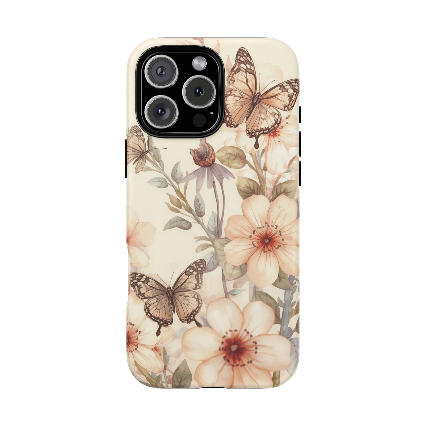 Soft Butterfly & Floral Illustration Tough Protective iPhone Cover