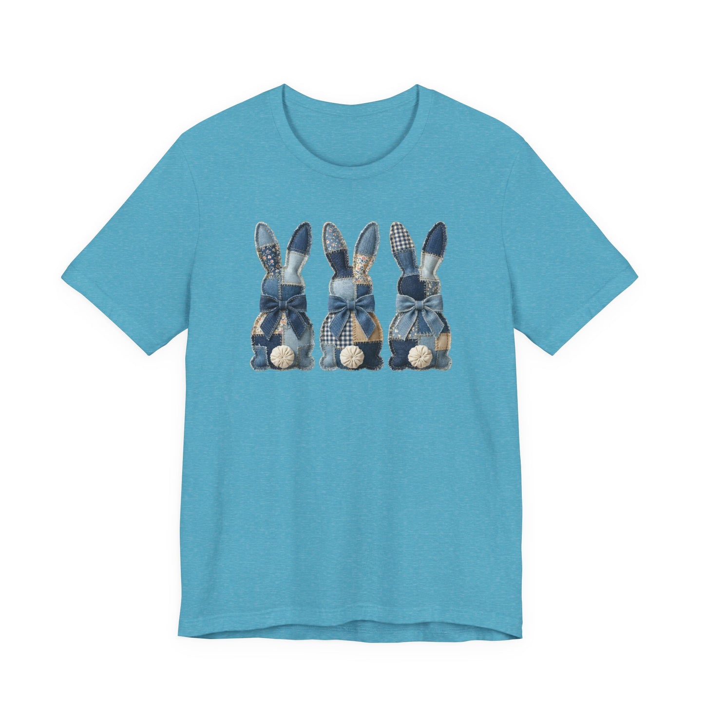 Denim Patch Easter Bunny Trio Rustic Spring Design T-shirt