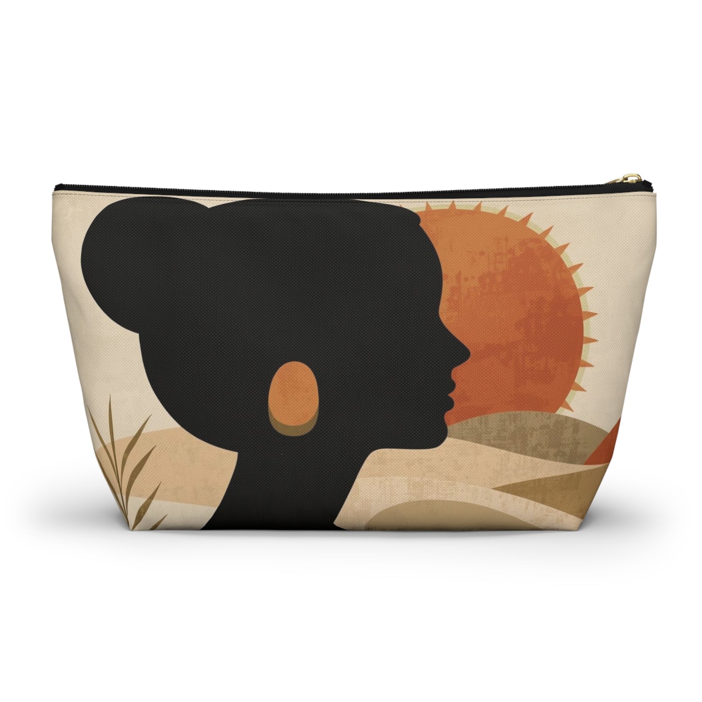 Golden Horizon Abstract Silhouette Makeup Bag | Cosmetic Pouch
