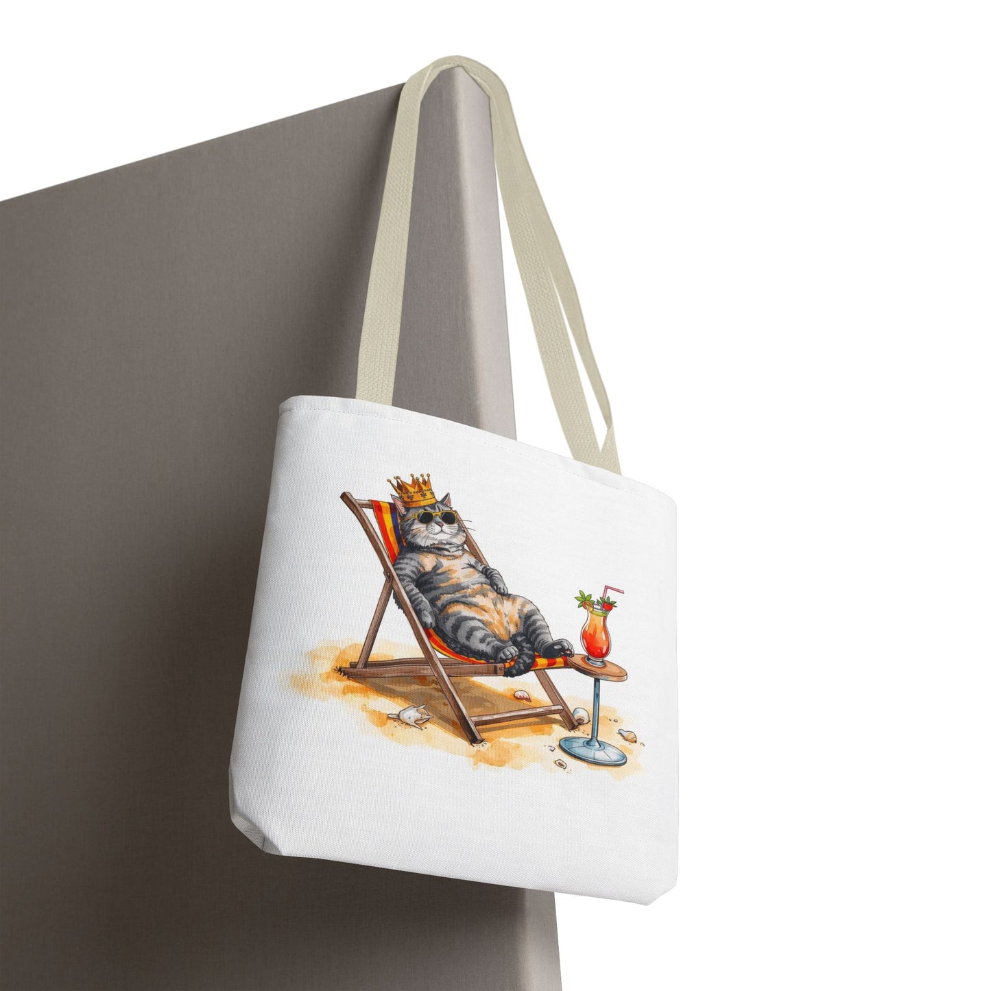 Living the Good Life Cat Playful Animal Illustration Cotton Canvas Tote Bag
