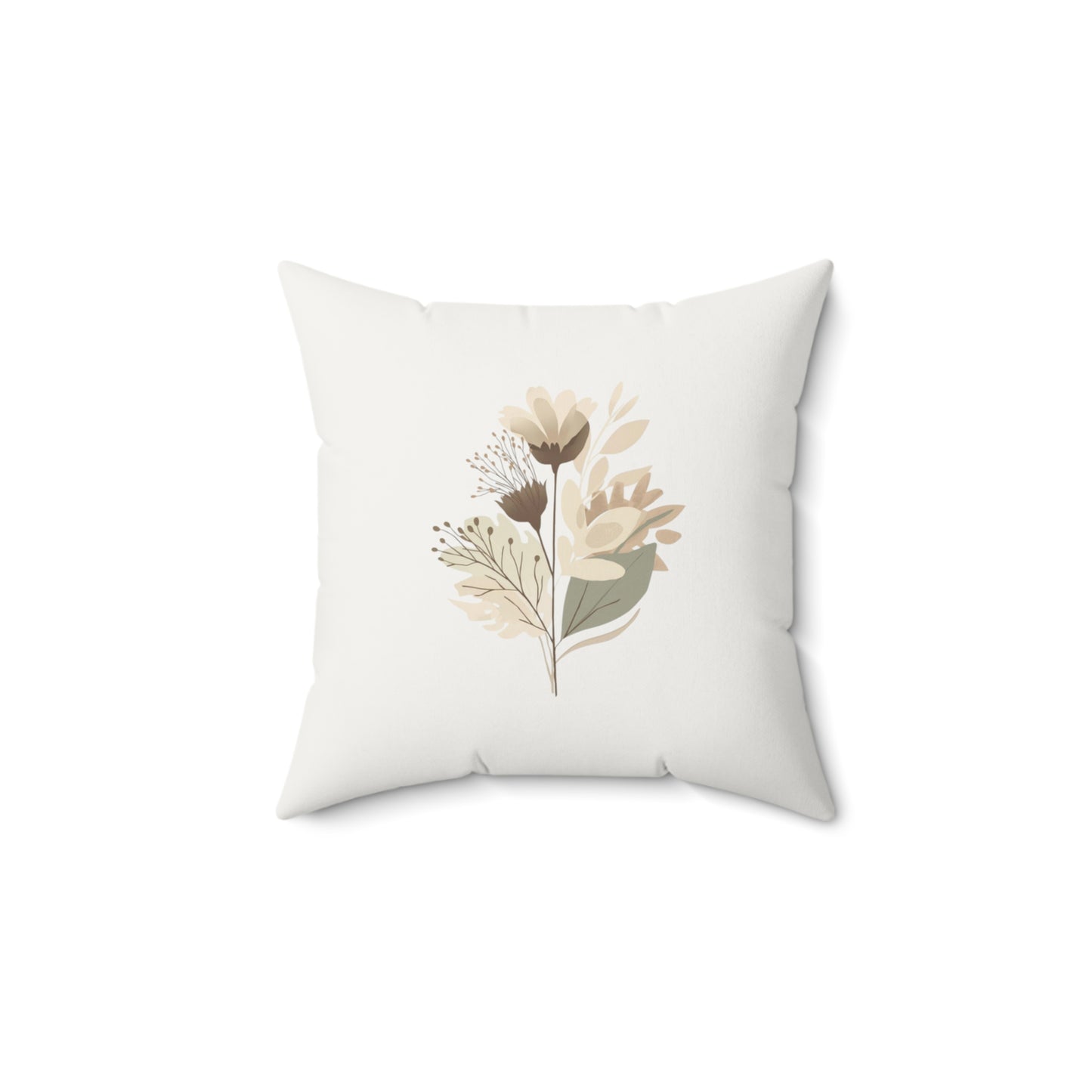Minimalist Botanical Throw Pillow - Quiet Botanicals No. 1 — Neutral Watercolor Wildflowers Square Throw Pillow