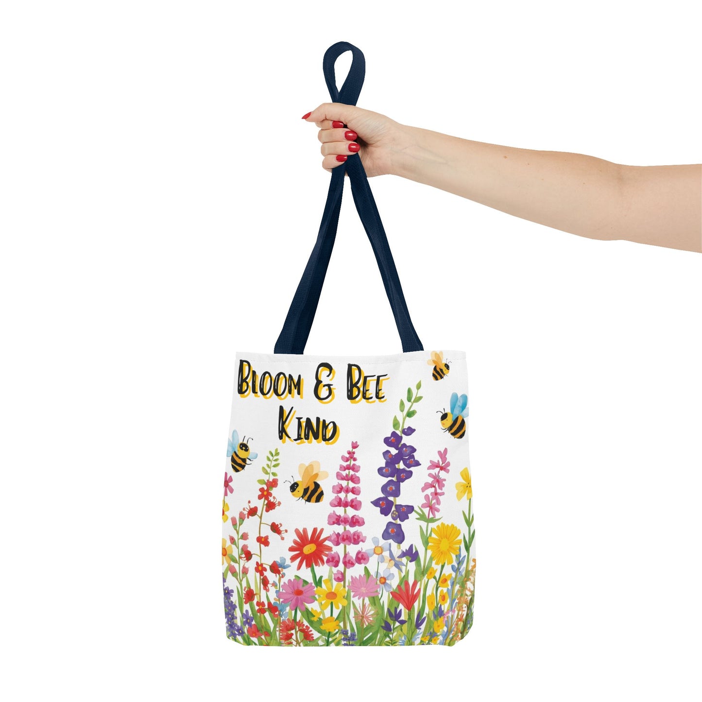 Bloom & Bee Kind Floral Bee Illustration Cotton Canvas Tote Bag