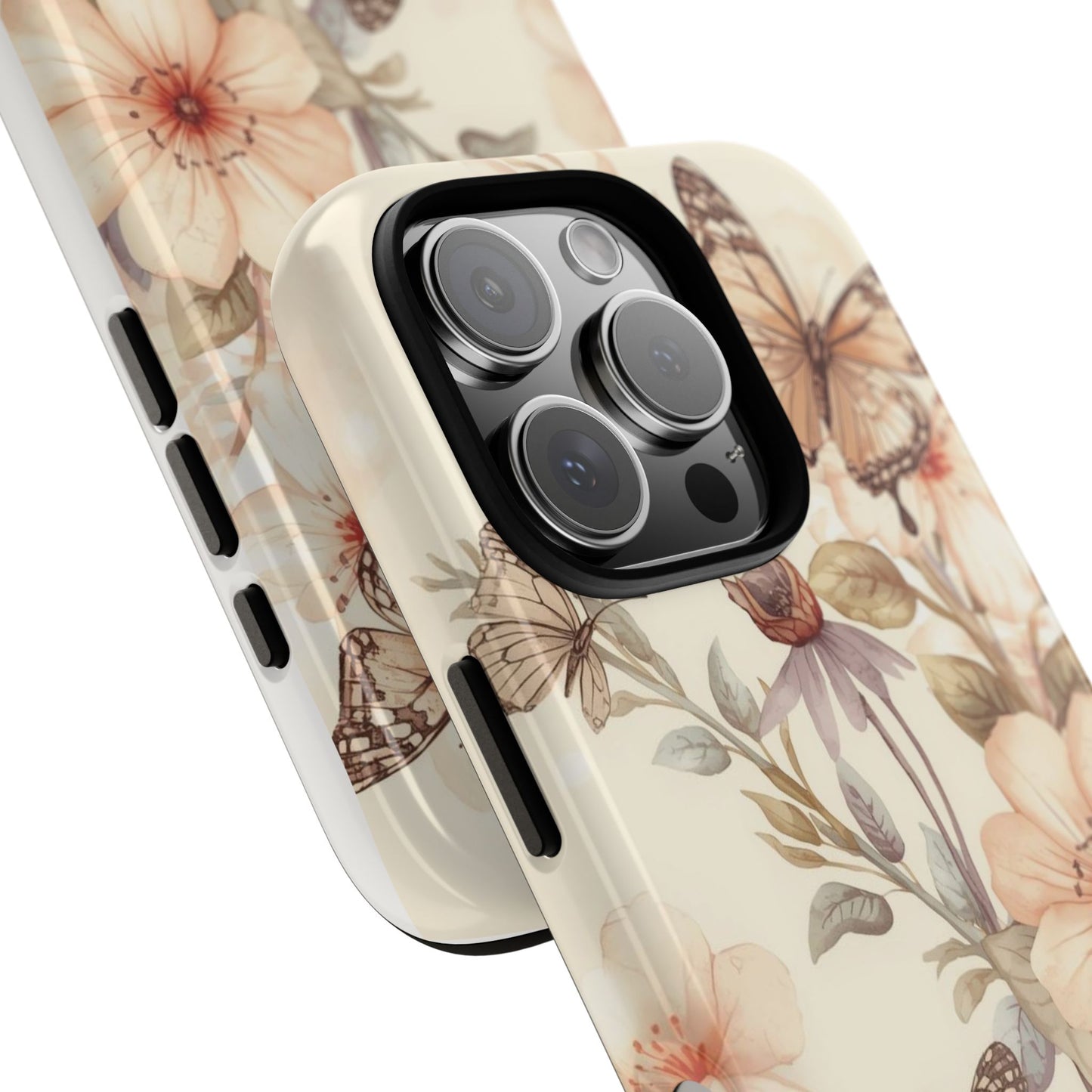 Soft Butterfly & Floral Illustration Tough Protective iPhone Cover