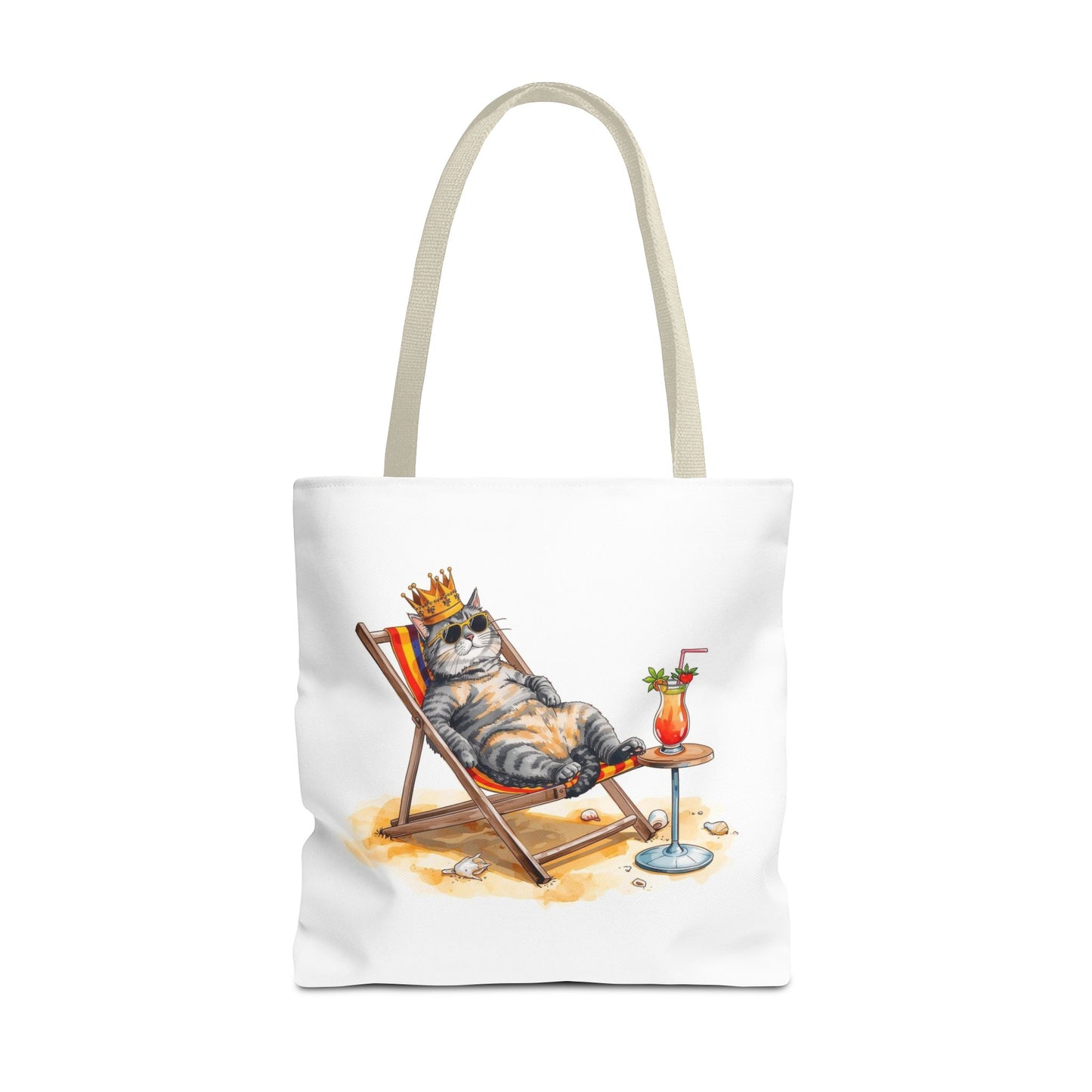 Living the Good Life Cat Playful Animal Illustration Cotton Canvas Tote Bag