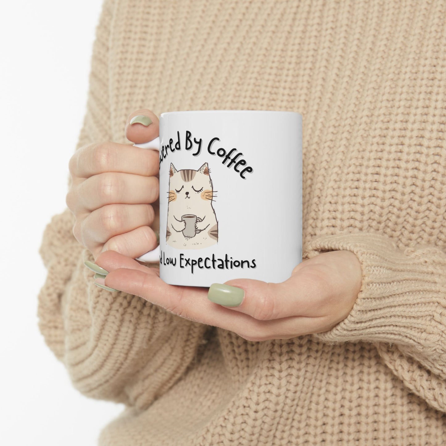 Powered by Coffee and Low Expectations Cute Coffee Mug - Ceramic Coffee Cup (11oz, 15oz)