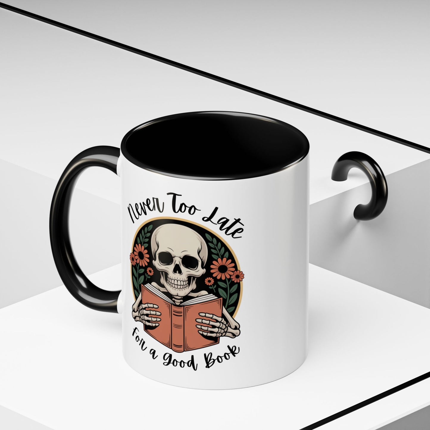 Never Too Late For A Good Book | Accent Mug Coffee Cup (11/15oz)
