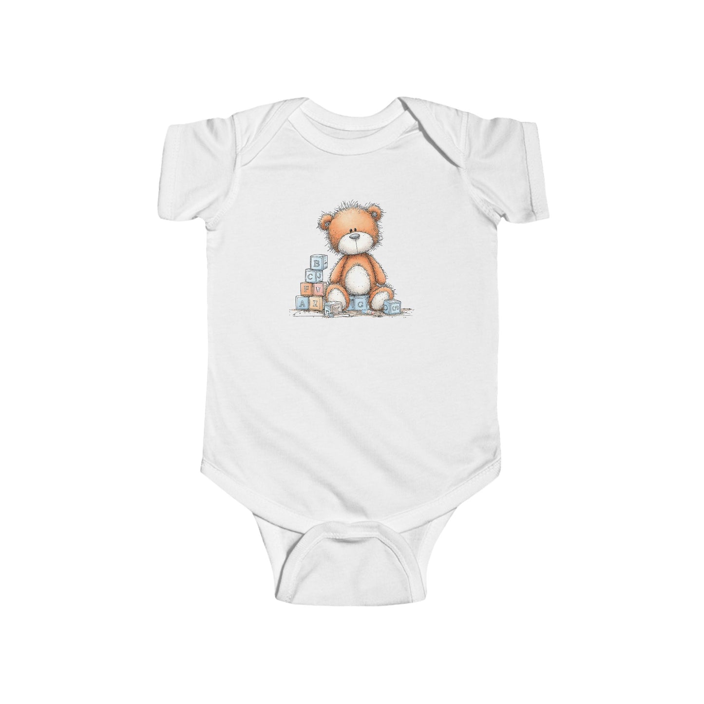 Teddy Baby & ABC Blocks – Classic Storybook Design Onesie