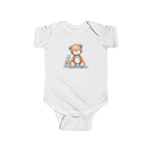 Teddy Baby & ABC Blocks – Classic Storybook Design Onesie