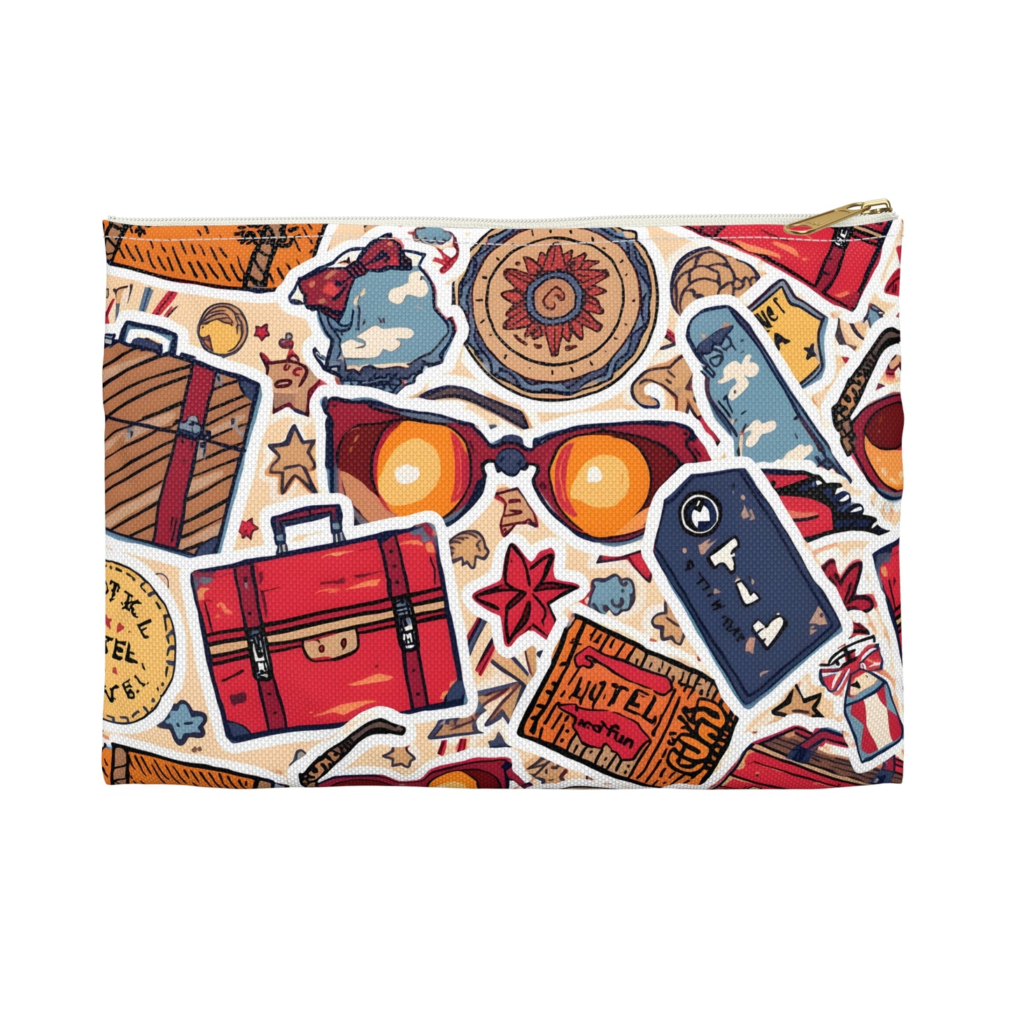Vacation Stickers Collage Travel & Passport Pouch