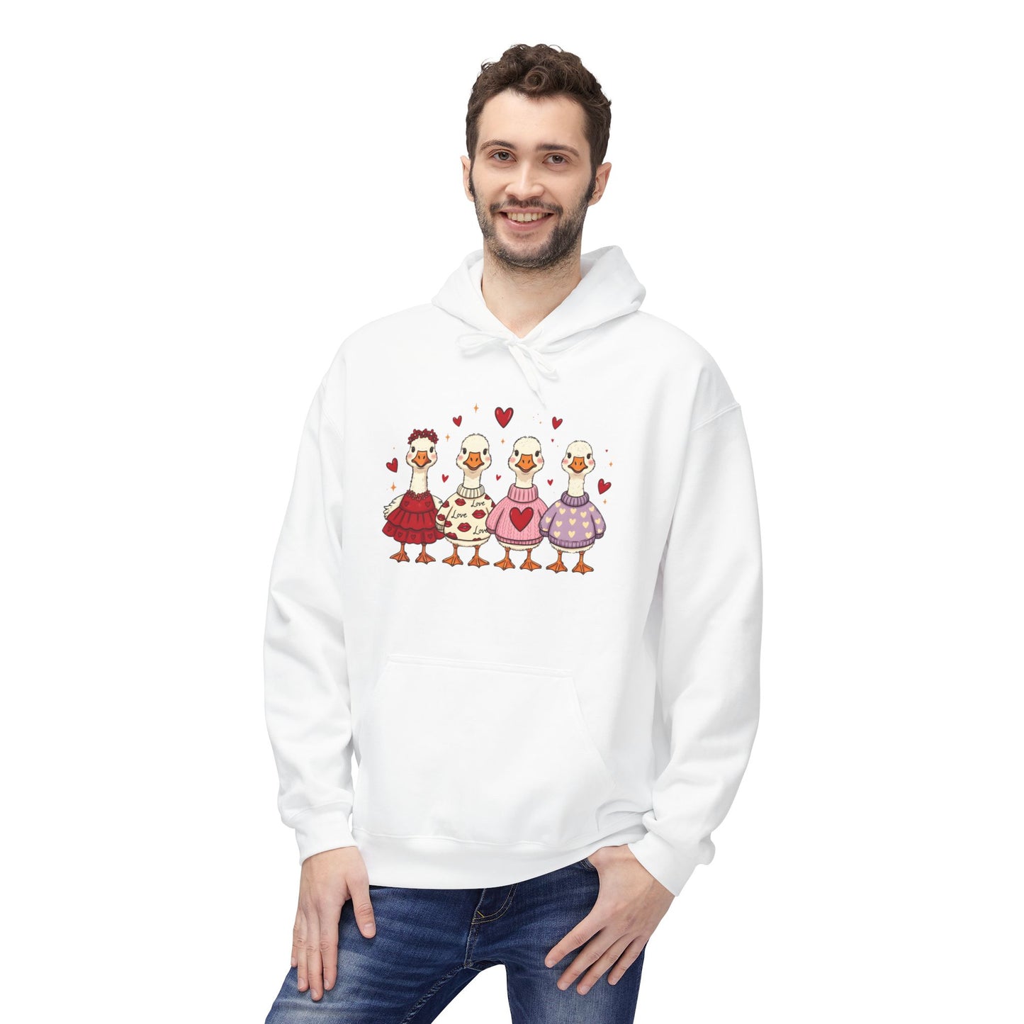 Love Is In The Flock - Cute Valentine Hoodie Cozy Love Illustration