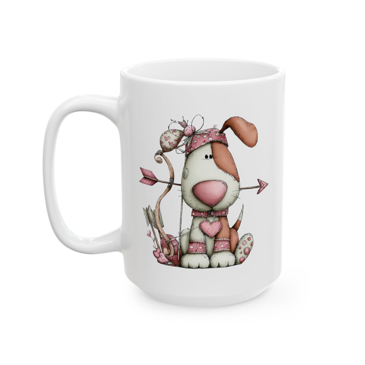 Puppy Love Valentine Mug Cute Dog Design Cozy Love Illustration Coffee Cup (11oz & 15oz)