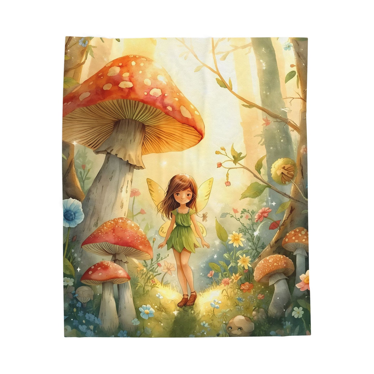 Woodland Fairy Meadow Blanket Forest Storybook Art - Whimsical Throw for Kids & Cozy Decor