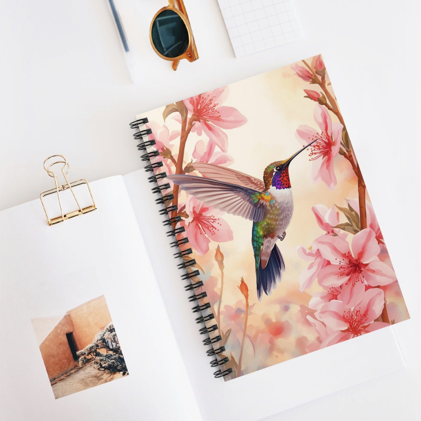 Hummingbird at Dawn Notebook – Peaceful Watercolor Garden Journal