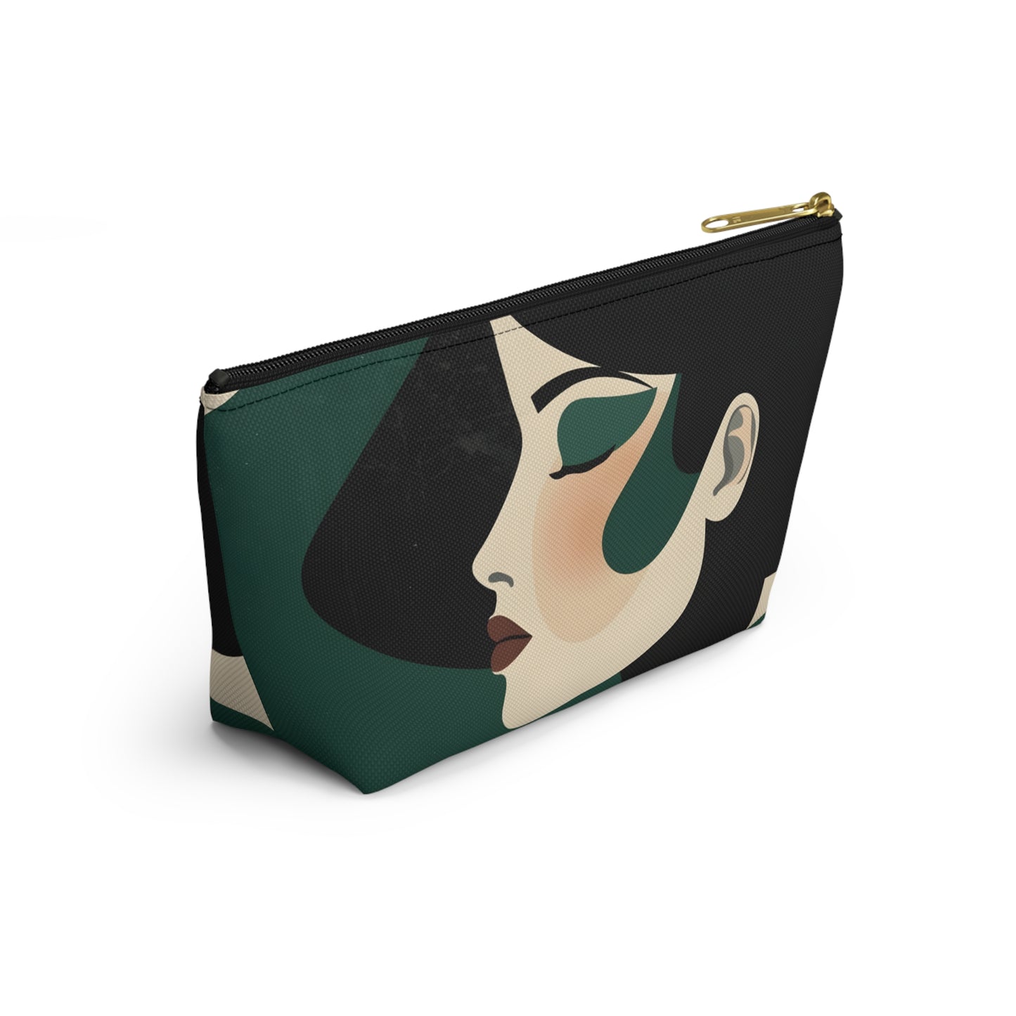 Emerald Profile Modern Silhouette Makeup Bag | Cosmetic Pouch