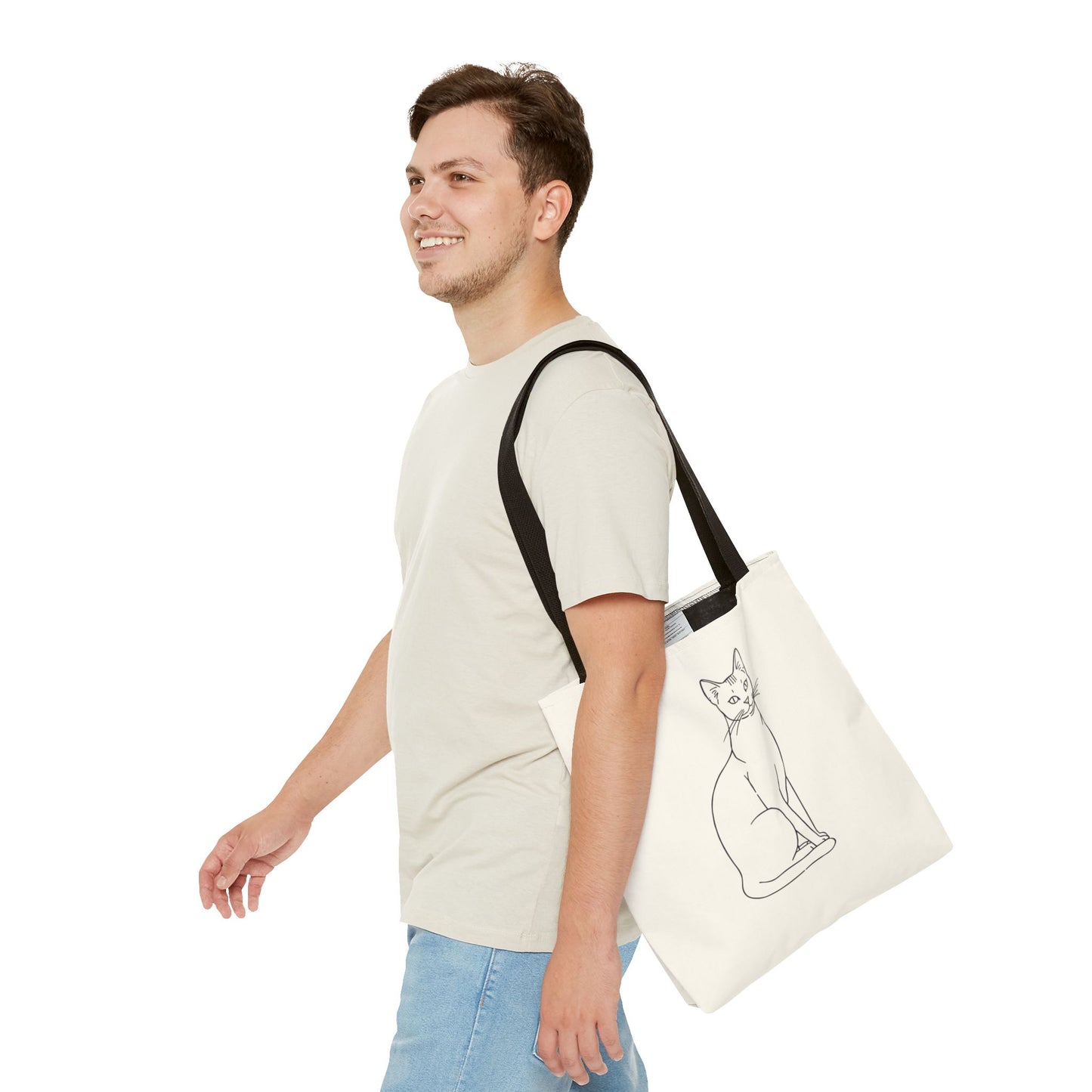 Minimalist Cat Line Art Modern Simplicity Cotton Canvas Tote Bag