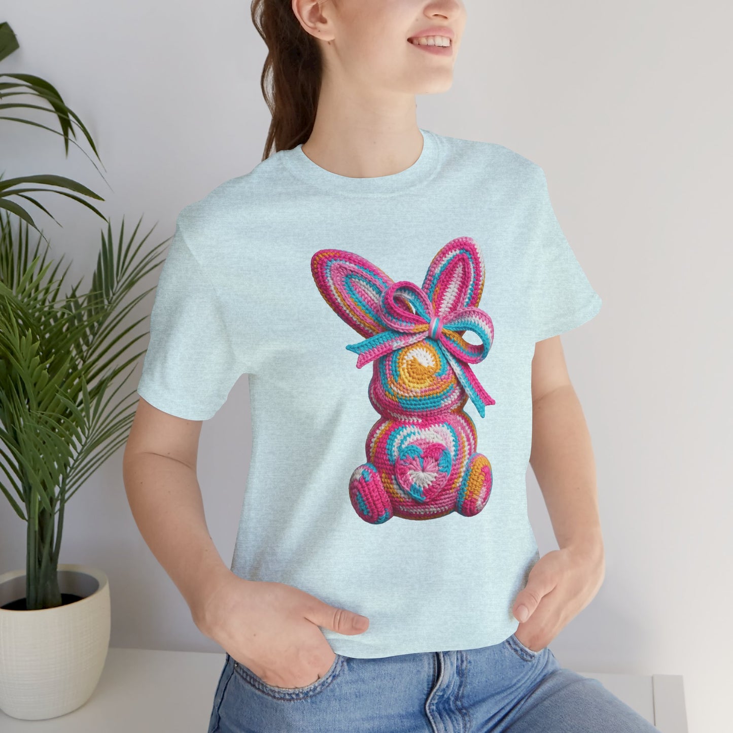 Crochet Easter Bunny with Heart Detail Spring Design T-shirt