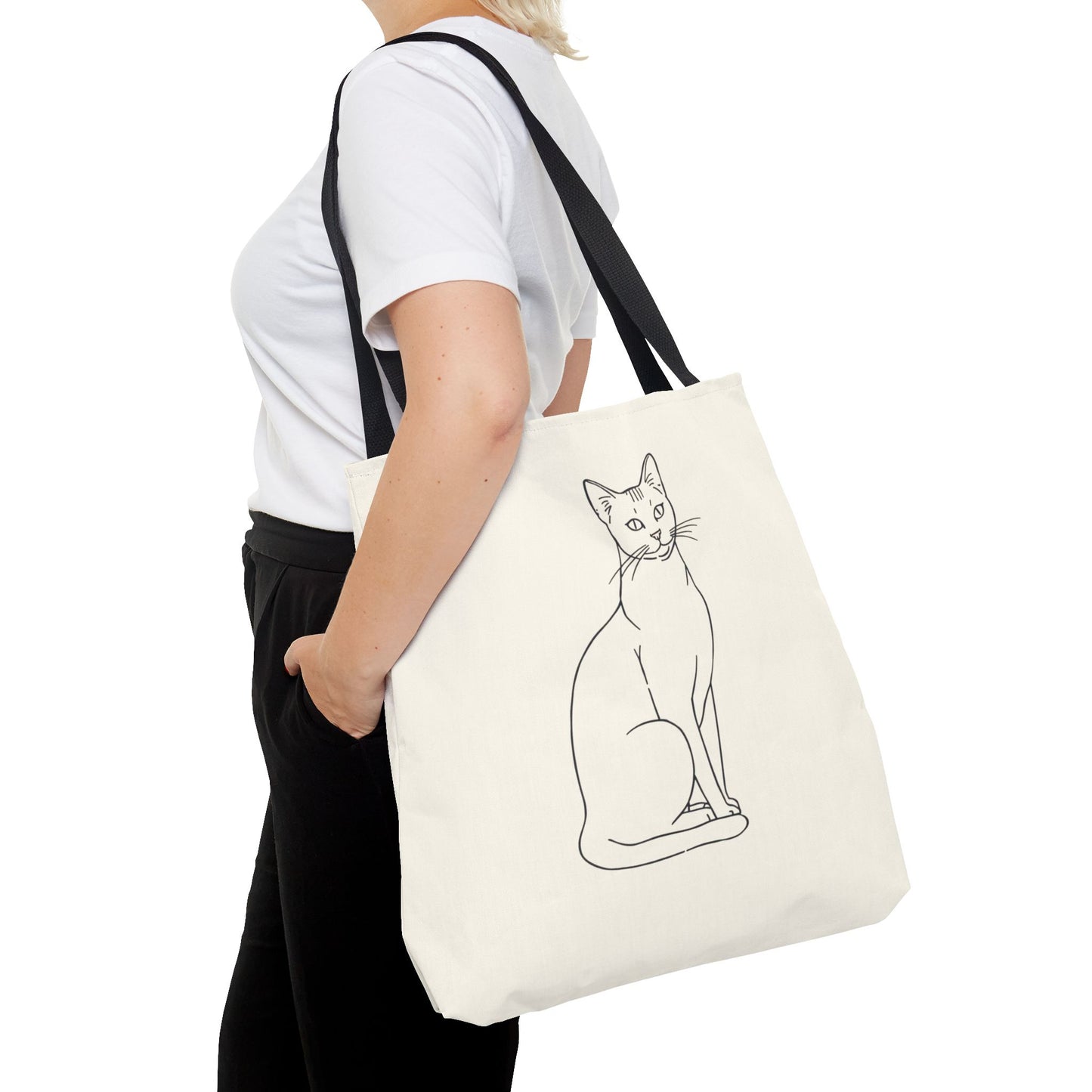 Minimalist Cat Line Art Modern Simplicity Cotton Canvas Tote Bag