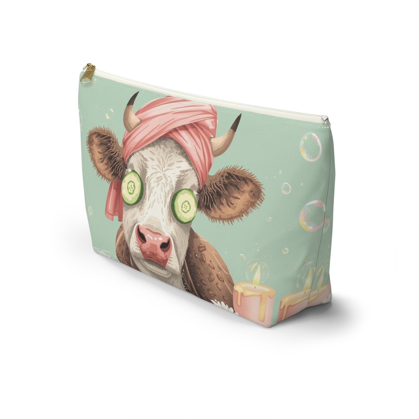 Cow Spa Day Cosmetic Pouch | Cute Makeup Bag