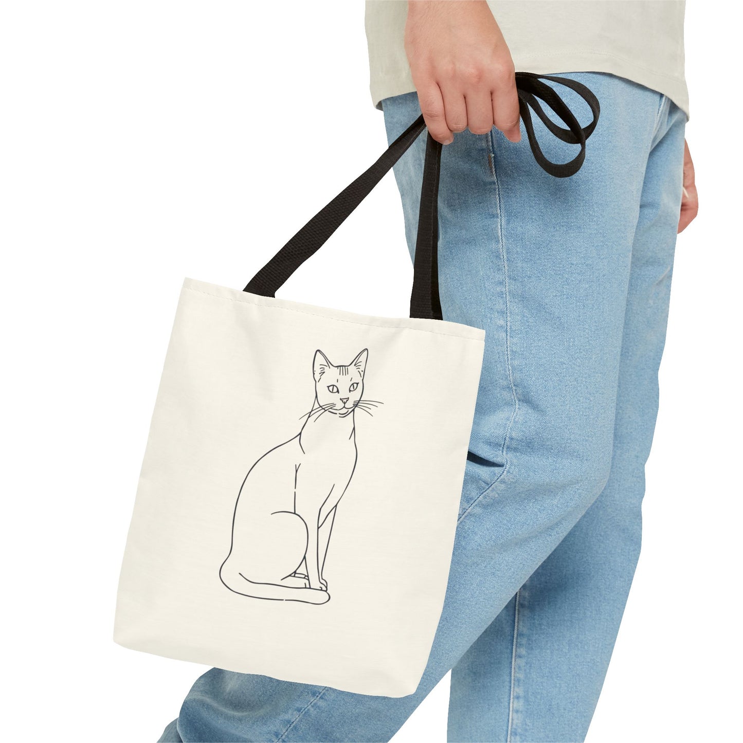 Minimalist Cat Line Art Modern Simplicity Cotton Canvas Tote Bag