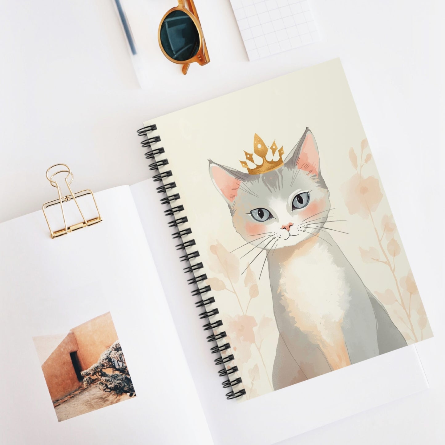 Whimsical Aristo-Cat Spiral Notebook Ruled Journal for Notes & Planning
