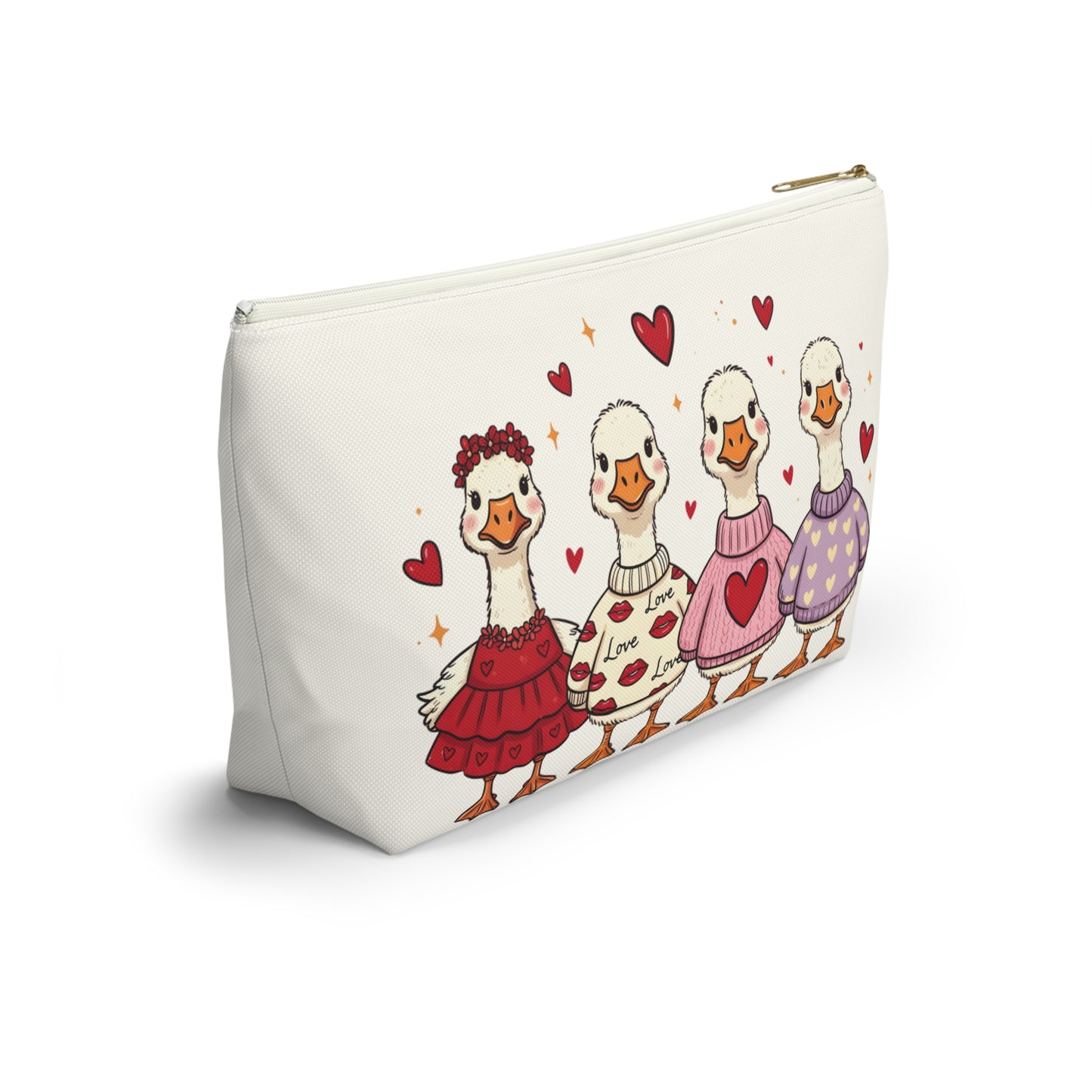 Love Is in the Flock Goose Valentine Makeup Bag Cosmetic Pouch